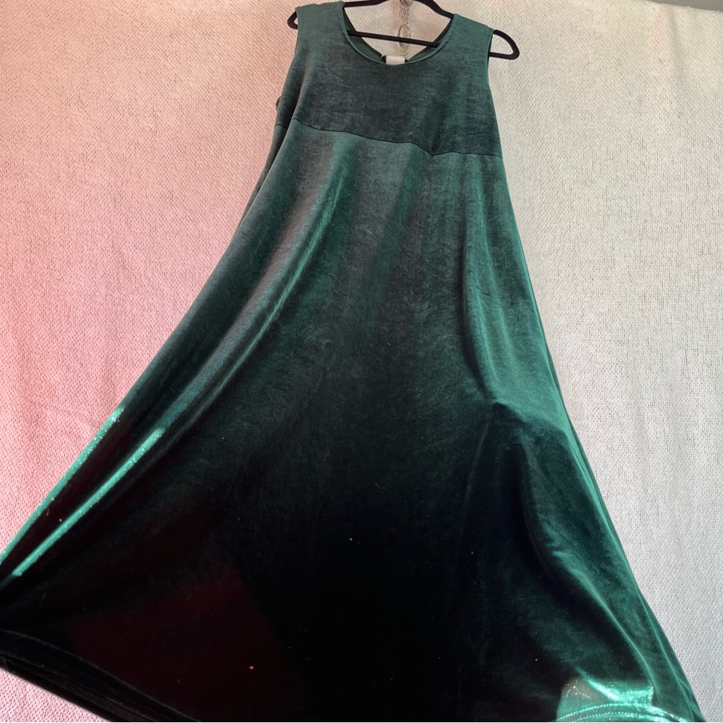 Vintage Green Velvet Dress Size 10 Nina Piccalino 90s Usa Made Fairy Witchcore